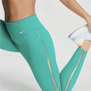 Nike Teal Leggings with Colorful Stripe